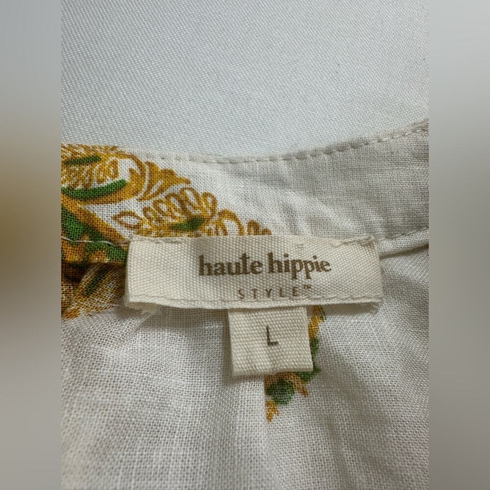 NWT Haute Hippie Linen Blend 2 Piece Set Short Sleeve Top Wide Leg Pants Size‎ L - Picture 13 of 13